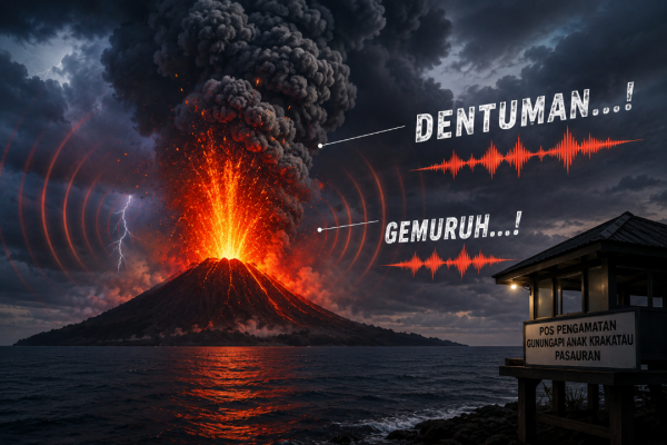 Erupsi Gunung Anak Krakatau Disertai Dentuman